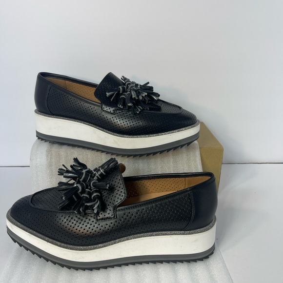 Johnston & Murphy Black Perforated Platform Loafers - Picture 11 of 16